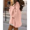 imageBTFBM Cardigan Sweaters for Women 2025 Fall Clothes Lantern Long Sleeve Button Open Front Chunky Knit Oversized SweaterPink