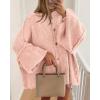 imageBTFBM Cardigan Sweaters for Women 2025 Fall Clothes Lantern Long Sleeve Button Open Front Chunky Knit Oversized SweaterPink