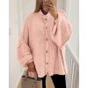 imageBTFBM Cardigan Sweaters for Women 2025 Fall Clothes Lantern Long Sleeve Button Open Front Chunky Knit Oversized SweaterPink