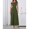 imageBTFBM One Shoulder Dresses for Women Spring 2026 Sleeveless Casual Flowy Pleated Cocktail Party Maxi Sundress PocketsArmy Green