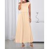 imageBTFBM One Shoulder Dresses for Women Spring 2026 Sleeveless Casual Flowy Pleated Cocktail Party Maxi Sundress PocketsBeige