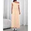 imageBTFBM One Shoulder Dresses for Women Spring 2026 Sleeveless Casual Flowy Pleated Cocktail Party Maxi Sundress PocketsBeige