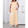 imageBTFBM One Shoulder Dresses for Women Spring 2026 Sleeveless Casual Flowy Pleated Cocktail Party Maxi Sundress PocketsBeige