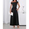 imageBTFBM One Shoulder Dresses for Women Spring 2026 Sleeveless Casual Flowy Pleated Cocktail Party Maxi Sundress PocketsBlack