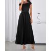 imageBTFBM One Shoulder Dresses for Women Spring 2026 Sleeveless Casual Flowy Pleated Cocktail Party Maxi Sundress PocketsBlack
