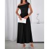 imageBTFBM One Shoulder Dresses for Women Spring 2026 Sleeveless Casual Flowy Pleated Cocktail Party Maxi Sundress PocketsBlack
