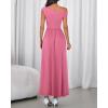 imageBTFBM One Shoulder Dresses for Women Spring 2026 Sleeveless Casual Flowy Pleated Cocktail Party Maxi Sundress PocketsPink
