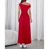 imageBTFBM One Shoulder Dresses for Women Spring 2026 Sleeveless Casual Flowy Pleated Cocktail Party Maxi Sundress PocketsRed