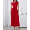 imageBTFBM One Shoulder Dresses for Women Spring 2026 Sleeveless Casual Flowy Pleated Cocktail Party Maxi Sundress PocketsRed