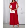 imageBTFBM One Shoulder Dresses for Women Spring 2026 Sleeveless Casual Flowy Pleated Cocktail Party Maxi Sundress PocketsRed