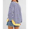 imageBTFBM Womens Oversized Striped Sweatshirt Crewneck Long Sleeve Pullover Top Casual Y2K Fall Clothes 2025 Workout ShirtDark Blue White