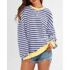 imageBTFBM Womens Oversized Striped Sweatshirt Crewneck Long Sleeve Pullover Top Casual Y2K Fall Clothes 2025 Workout ShirtDark Blue White