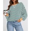 imageBTFBM Womens Oversized Striped Sweatshirt Crewneck Long Sleeve Pullover Top Casual Y2K Fall Clothes 2025 Workout ShirtGreen White