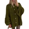imageBTFBM Cardigan Sweaters for Women 2025 Fall Clothes Lantern Long Sleeve Button Open Front Chunky Knit Oversized SweaterArmy Green