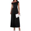 imageBTFBM One Shoulder Dresses for Women Spring 2026 Sleeveless Casual Flowy Pleated Cocktail Party Maxi Sundress PocketsBlack