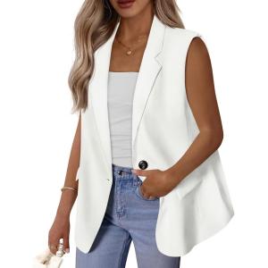 imageBTFBM Blazers For Women Open Front Button Loose Vest Tops For Women Work Business Casual Outfits Summer Fashion 2026White
