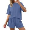 imageBTFBM Casual 2 Piece Sets For Women Summer 2026 Short Sleeve Tops Shorts Spring Lounge Matching Workout Airport OutfitsGrey Blue