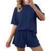 imageBTFBM Casual 2 Piece Sets For Women Summer 2026 Short Sleeve Tops Shorts Spring Lounge Matching Workout Airport OutfitsNavy Blue