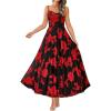 imageBTFBM Women Summer Floral Maxi Dresses Elegant Spaghetti Strap Dress Printed Party Dress Beach Long DressesFloral Black Red