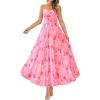 imageBTFBM Women Summer Floral Maxi Dresses Elegant Spaghetti Strap Dress Printed Party Dress Beach Long DressesFloral Pink Red