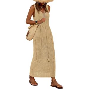 imageBTFBM Crochet Swimsuit Coverup for Women Summer Outfits Spring 2026 Swimwear Bathing Suit Cover Up Beach Vacation ClothesKhaki