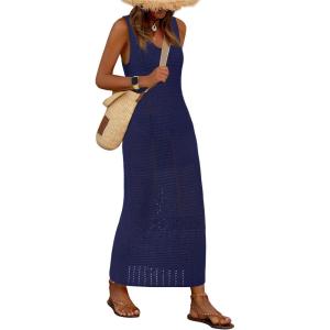 imageBTFBM Crochet Swimsuit Coverup for Women Summer Outfits Spring 2026 Swimwear Bathing Suit Cover Up Beach Vacation ClothesNavy