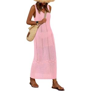 imageBTFBM Crochet Swimsuit Coverup for Women Summer Outfits Spring 2026 Swimwear Bathing Suit Cover Up Beach Vacation ClothesPink