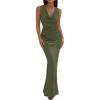 imageBTFBM Cocktail Dresses for Women Spring 2026 Cowl Neck Sleeveless Ruched Slim Fit Maxi Formal Wedding Guest DressArmy Green