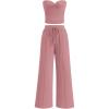 imageBTFBM Two Piece Sets For Women Summer Ribbed Strapless Twist Knot Tube Top Pants Set Casual 2026 Beach Vacation OutfitsPink