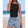 imageBTFBM Spring Tops for Women 2026 Asymmetrical Neck Sleeveless Going Out Summer Outfits Casual Ruched Y2k Tank Top ClothesBlack