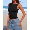 imageBTFBM Spring Tops for Women 2026 Asymmetrical Neck Sleeveless Going Out Summer Outfits Casual Ruched Y2k Tank Top ClothesBlack