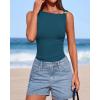 imageBTFBM Spring Tops for Women 2026 Asymmetrical Neck Sleeveless Going Out Summer Outfits Casual Ruched Y2k Tank Top ClothesDark Blue