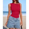 imageBTFBM Spring Tops for Women 2026 Asymmetrical Neck Sleeveless Going Out Summer Outfits Casual Ruched Y2k Tank Top ClothesRed