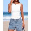 imageBTFBM Spring Tops for Women 2026 Asymmetrical Neck Sleeveless Going Out Summer Outfits Casual Ruched Y2k Tank Top ClothesWhite