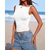 imageBTFBM Spring Tops for Women 2026 Asymmetrical Neck Sleeveless Going Out Summer Outfits Casual Ruched Y2k Tank Top ClothesWhite