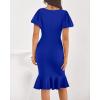 imageBTFBM Women Formal Wedding Guest Cocktail Dresses 2026 Short Sleeve Ruffle Mermaid Work Bodycon Elegant Midi Summer DressRoyal Blue
