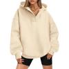 imageBTFBM Womens Oversized Hoodies Casual Fleece Long Sleeve V Neck Sweatshirts 2025 Trendy Fall Outfits Winter ClothesApricot