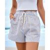 imageBTFBM Casual Striped Shorts for Women 2026 Spring Summer Elastic Waist Y2K Lounge Pajama Vacation Beach PJ Bottoms ClothesBlue