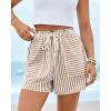 imageBTFBM Casual Striped Shorts for Women 2026 Spring Summer Elastic Waist Y2K Lounge Pajama Vacation Beach PJ Bottoms ClothesKhaki