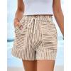 imageBTFBM Casual Striped Shorts for Women 2026 Spring Summer Elastic Waist Y2K Lounge Pajama Vacation Beach PJ Bottoms ClothesKhaki