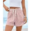imageBTFBM Casual Striped Shorts for Women 2026 Spring Summer Elastic Waist Y2K Lounge Pajama Vacation Beach PJ Bottoms ClothesPink