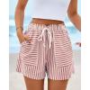 imageBTFBM Casual Striped Shorts for Women 2026 Spring Summer Elastic Waist Y2K Lounge Pajama Vacation Beach PJ Bottoms ClothesPink