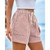 imageBTFBM Casual Striped Shorts for Women 2026 Spring Summer Elastic Waist Y2K Lounge Pajama Vacation Beach PJ Bottoms ClothesPink