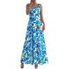 imageBTFBM Dresses for Women Summer 2026 Formal Sleeveless Smocked Floral Long Wedding Guest Dress Party SpringFloral White Blue