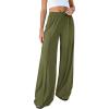 image:imageBTFBM Palazzo Pants for Women 2026 Spring Summer Casual Lounge Pants High Waist Flowy Trousers Baggy Wide Leg SweatpantsArmy Green
