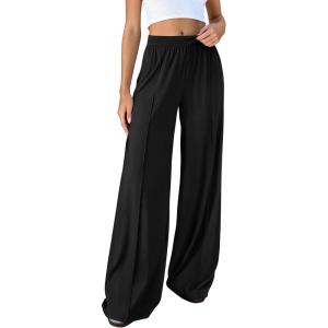 image:imageBTFBM Palazzo Pants for Women 2026 Spring Summer Casual Lounge Pants High Waist Flowy Trousers Baggy Wide Leg SweatpantsBlack