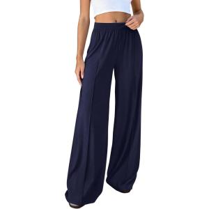 image:imageBTFBM Palazzo Pants for Women 2026 Spring Summer Casual Lounge Pants High Waist Flowy Trousers Baggy Wide Leg SweatpantsNavy