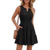 image:imageBTFBM Mini Dresses for Women 2026 Summer Sleeveless V Neck Elastic Waist Beach Vacation Sundress Boho Casual Dress PocketsBlack