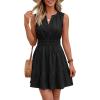 image:imageBTFBM Mini Dresses for Women 2026 Summer Sleeveless V Neck Elastic Waist Beach Vacation Sundress Boho Casual Dress PocketsBlack