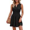 image:imageBTFBM Mini Dresses for Women 2026 Summer Sleeveless V Neck Elastic Waist Beach Vacation Sundress Boho Casual Dress PocketsBlack